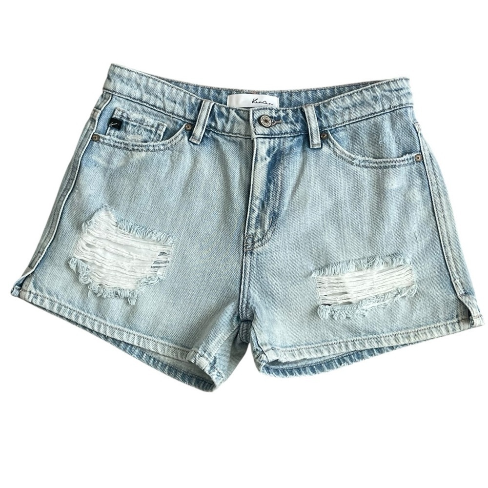 Kancan Distressed Light Wash Denim Shorts Women’s Size M High Rise